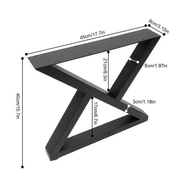 2 Pcs Furniture Legs Industrial Rustic Square Tube Table Legs for DIY Bench Legs 40cm (Black)
