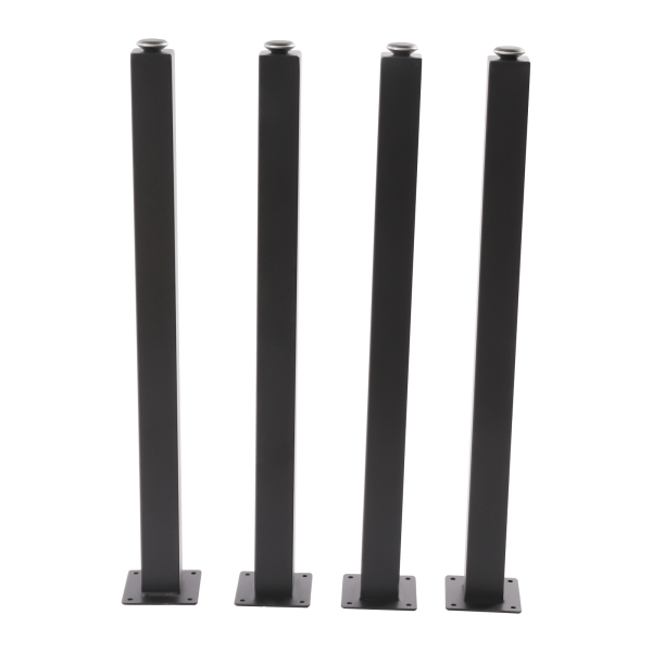 Table legs, square adjustable height, iron, 4 pieces 710mm, black