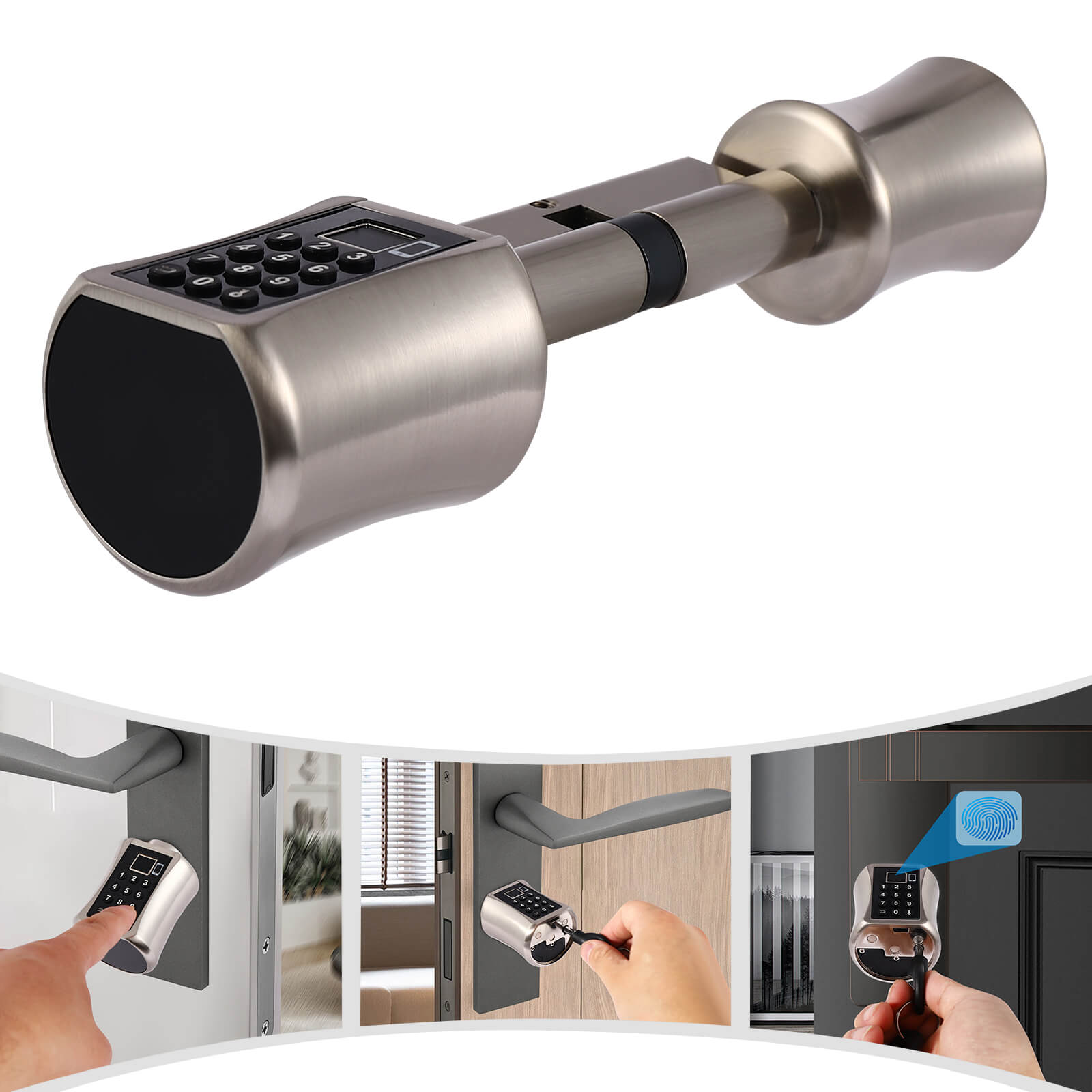 Smart Door Lock, Door Lock, Lock Cylinder Door Lock, with fingerprint recognition, password, keys, and APP Smart Door Lock, Door Lock, Lock Cylinder Door Lock, with fingerprint recognition, password, keys, and APP