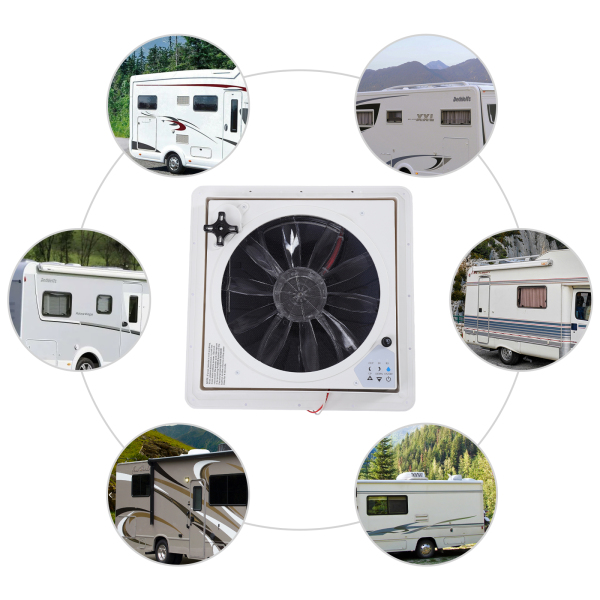 14'' Caravan Accessories Motorhomes Vents 12V Fan Camper RV Roof Exhaust Fan Roof Exhaust Fan Motorhome Roof Fan with  4 Modes Waterproof Material
