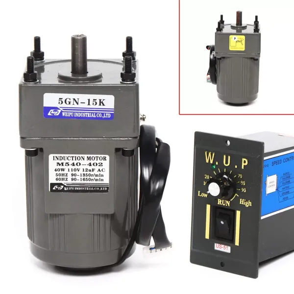 AC 220V Electric Gear Motor 40W Single-Phase Asynchronous Gear Motor with Speed Controller (15K), 9 RPM AC 220V Electric Gear Motor 40W Single-Phase Asynchronous Gear Motor with Speed Controller (15K), 9 RPM