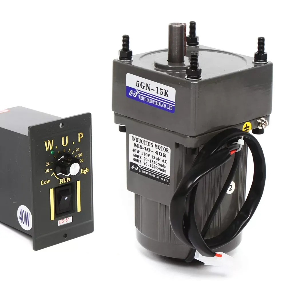 AC 220V Electric Gear Motor 40W Single-Phase Asynchronous Gear Motor with Speed Controller (15K), 9 RPM