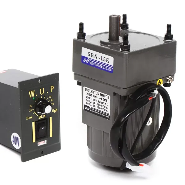 AC 220V Electric Gear Motor 40W Single-Phase Asynchronous Gear Motor with Speed Controller (15K), 9 RPM