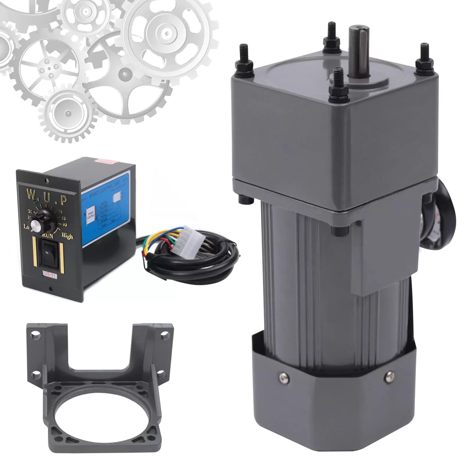 Speed Motor Speed Reducer Deceleration Geared AC Reversible Motor w/Speed Controller & Bracket 90W 20K