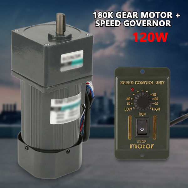 AC Gear Motor 220V 120W 180K Asynchronous Vibration Motor Adjustable Speed Motor for Mechanical Equipment Variable Speed Controller 220V 120W
