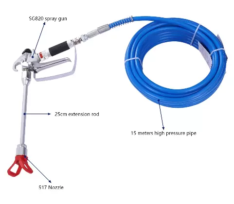Airless Paint Spray Gun and Hose Kit with 9.84 inch Extension, Includes 3300 PSI Tip Guard