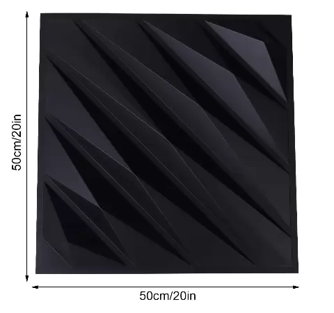 12 Pack 3D Wall Panels 50 x 50 cm PVC Waterproof Wall Panels for Bedroom Living Room Matte Black