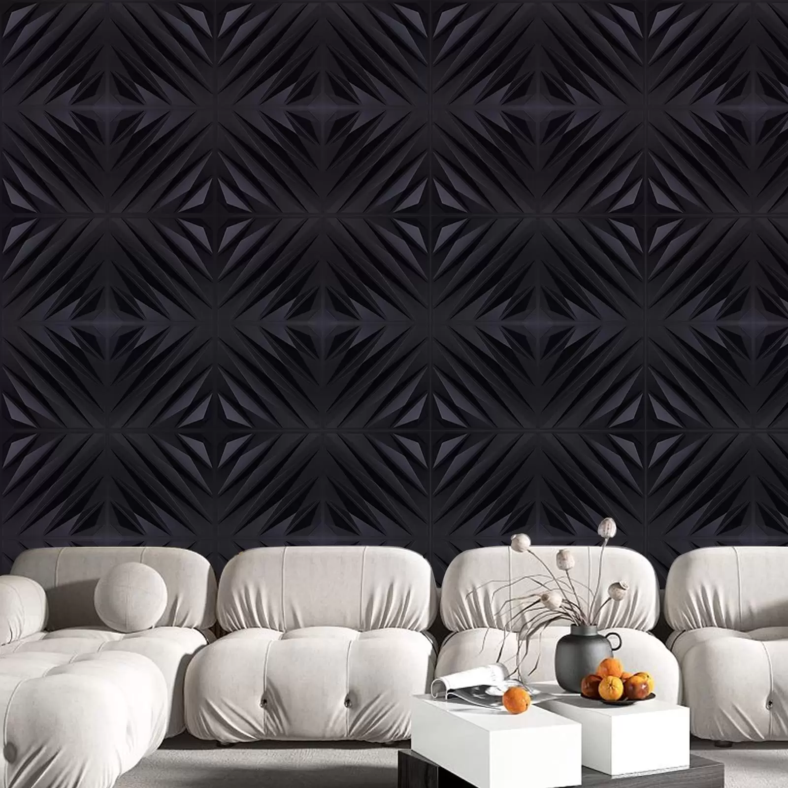 12 Pack 3D Wall Panels 50 x 50 cm PVC Waterproof Wall Panels for Bedroom Living Room Matte Black 12 Pack 3D Wall Panels 50 x 50 cm PVC Waterproof Wall Panels for Bedroom Living Room Matte Black