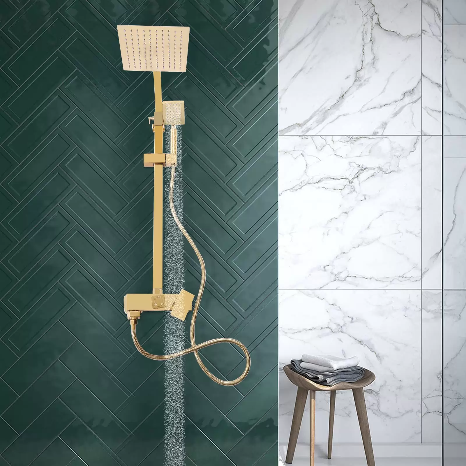 Gold Shower System Large Rainfall Shower with Hand Shower Shower Faucets Wall Mounted Stainless Steel Brass 20 x 20 cm Used In Home Gold Shower System Large Rainfall Shower with Hand Shower Shower Faucets Wall Mounted Stainless Steel Brass 20 x 20 cm Used In Home