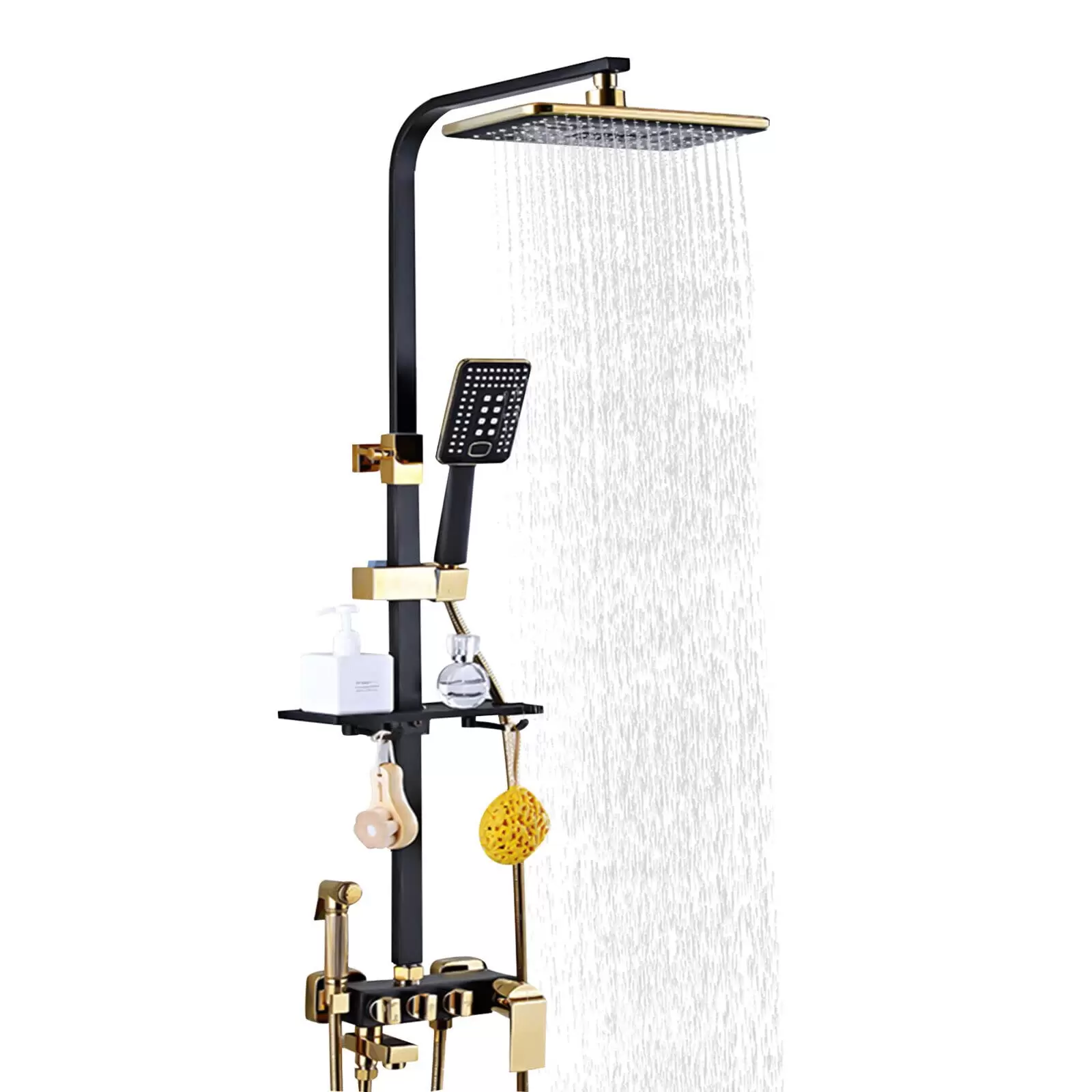 Stainless Steel Shower Set With Tray Shower Head With Hose And Height-adjustable Shower Bar Use In Bed And Breakfasts Hotels Bathing Centers