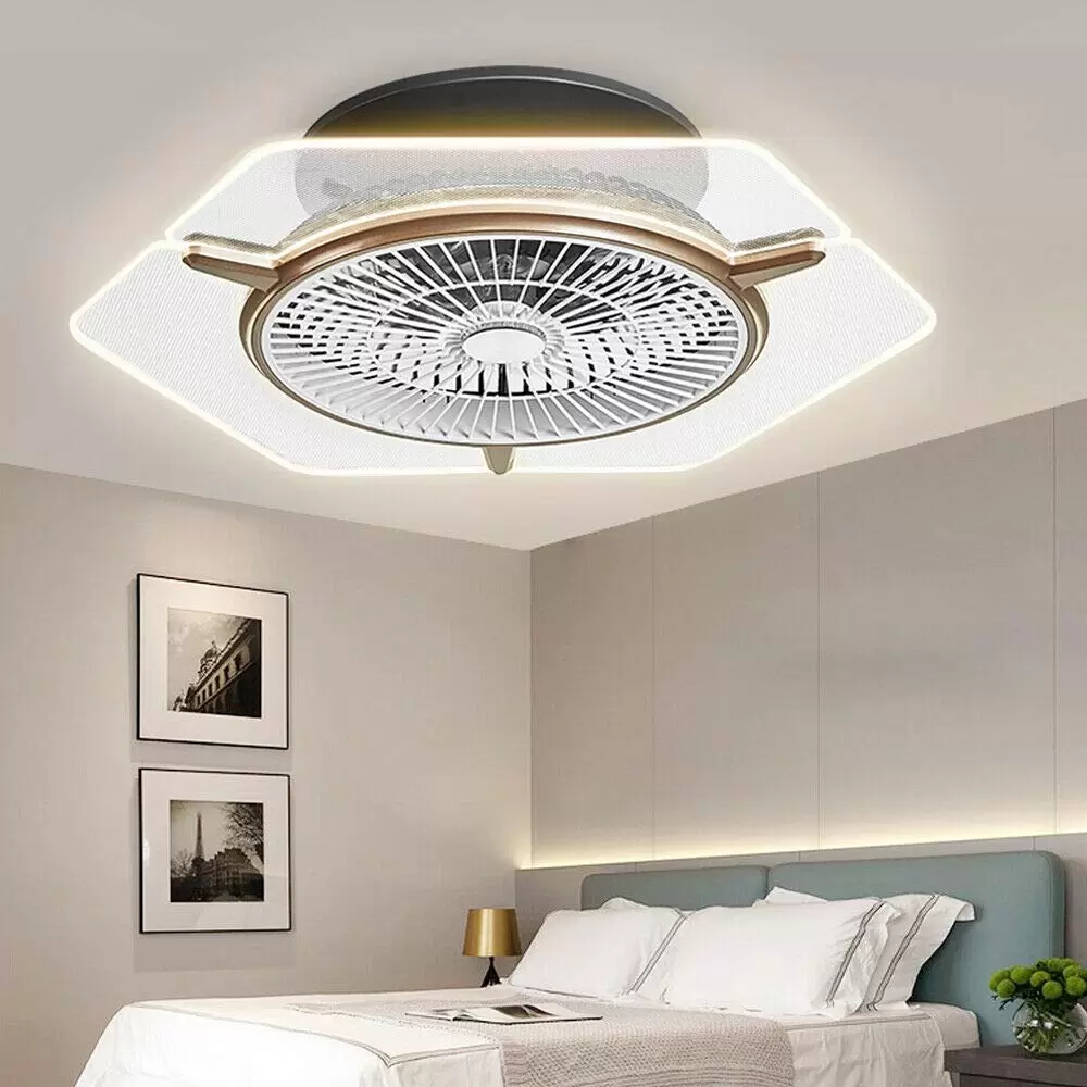 22'' Ceiling Fan with Modern Lamp Adjustable LED Ceiling Light 3 Speeds + Remote Control 46W