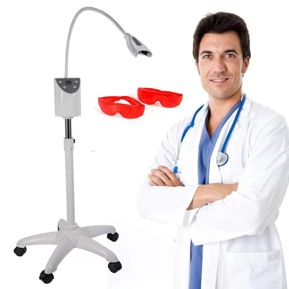 Cold Light LED Lamp Teeth Whitening System Teeth Whitening Machine with 2 Protective Glasses and High Sensitivity Infrared Remote Control for Smoky Black Fluoride Teeth