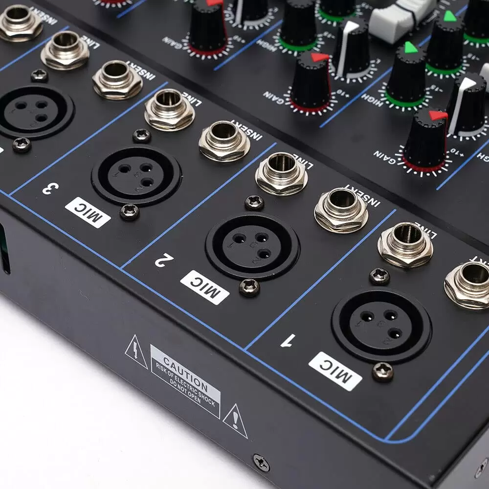 7 Channel Bluetooth Audio Mixer USB DJ Sound 48V Phantom Mixing Console with 2 Microphone Input Interfaces for Guitarists Singers or Producers 7 Channel Bluetooth Audio Mixer USB DJ Sound 48V Phantom Mixing Console with 2 Microphone Input Interfaces for Guitarists Singers or Producers