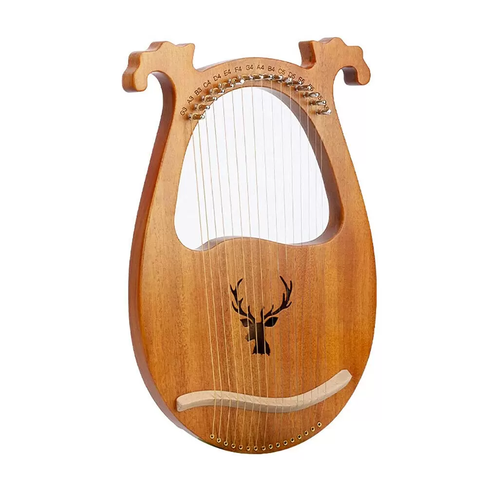 16 Strings with Tuning Key for Beginners Lyre Harp Mahogany 16 String with Tuning Wrench String Pickup with Rounded Edge for Friends and Children