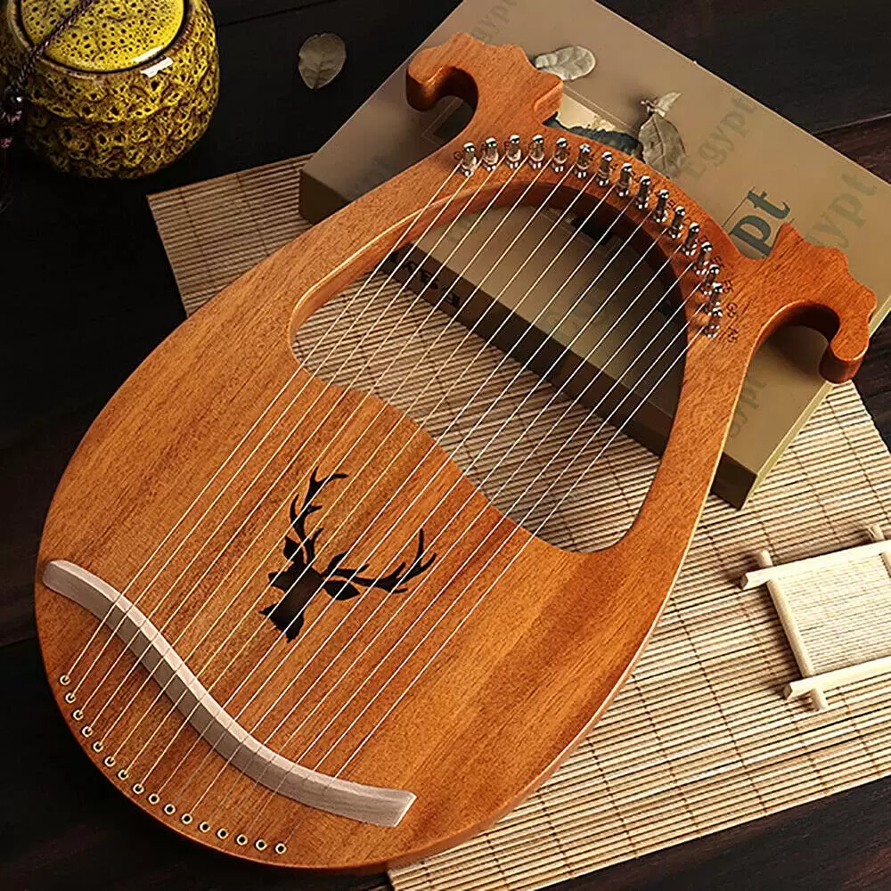 16 Strings with Tuning Key for Beginners Lyre Harp Mahogany 16 String with Tuning Wrench String Pickup with Rounded Edge for Friends and Children