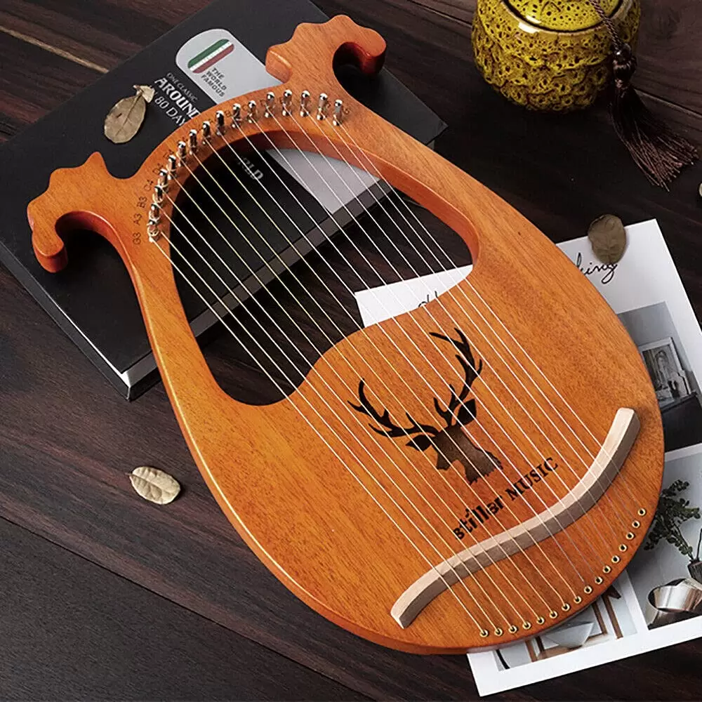 16 Strings with Tuning Key for Beginners Lyre Harp Mahogany 16 String with Tuning Wrench String Pickup with Rounded Edge for Friends and Children 16 Strings with Tuning Key for Beginners Lyre Harp Mahogany 16 String with Tuning Wrench String Pickup with Rounded Edge for Friends and Children
