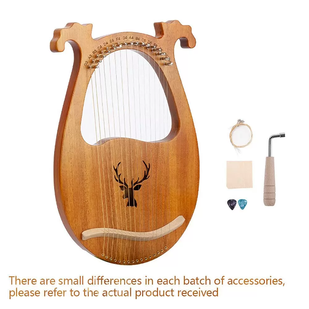 16 Strings with Tuning Key for Beginners Lyre Harp Mahogany 16 String with Tuning Wrench String Pickup with Rounded Edge for Friends and Children 16 Strings with Tuning Key for Beginners Lyre Harp Mahogany 16 String with Tuning Wrench String Pickup with Rounded Edge for Friends and Children