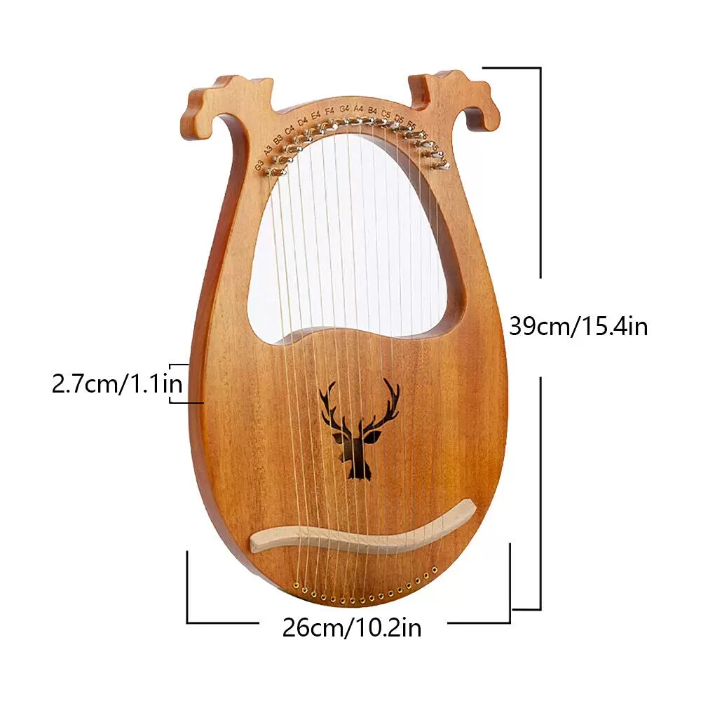 16 Strings with Tuning Key for Beginners Lyre Harp Mahogany 16 String with Tuning Wrench String Pickup with Rounded Edge for Friends and Children 16 Strings with Tuning Key for Beginners Lyre Harp Mahogany 16 String with Tuning Wrench String Pickup with Rounded Edge for Friends and Children
