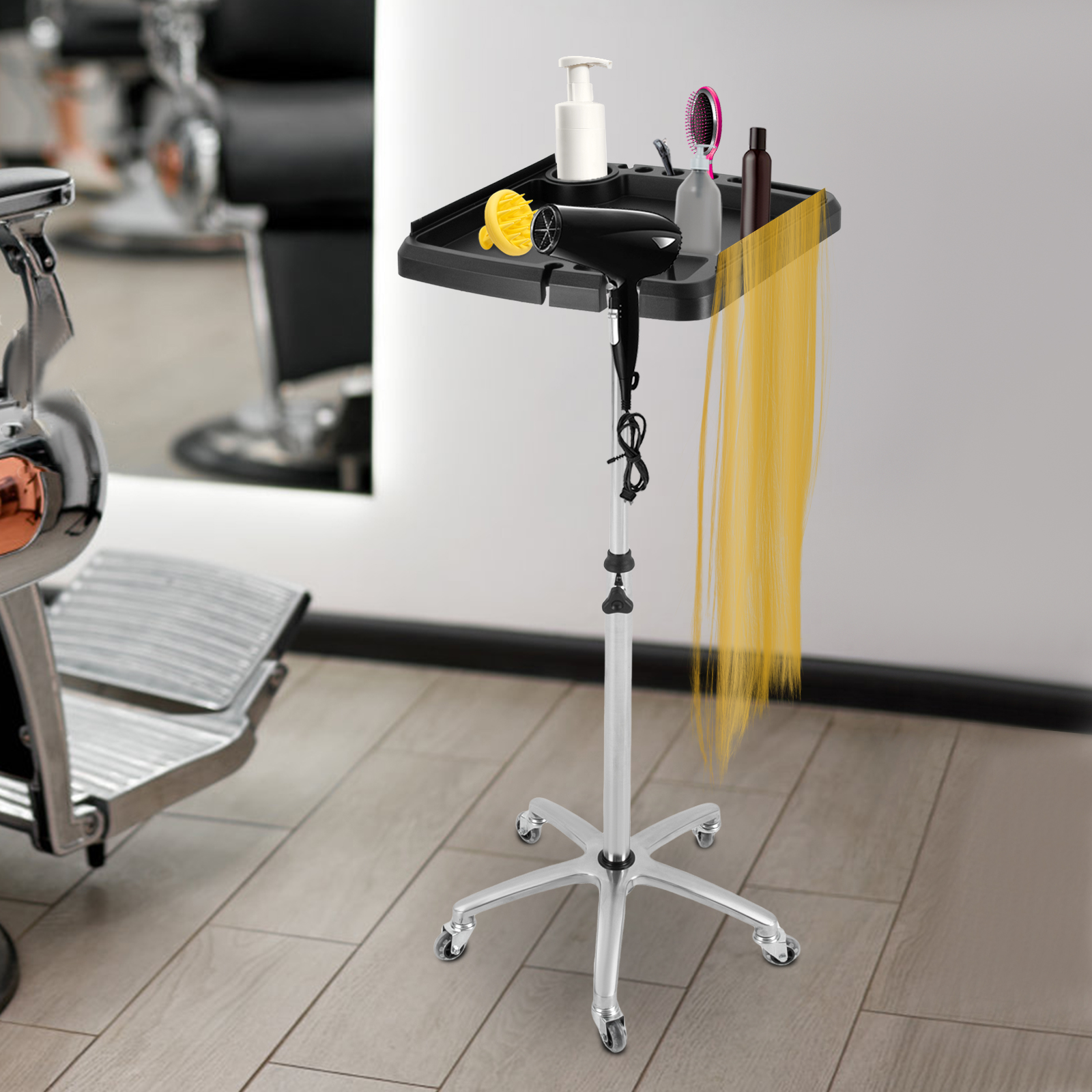 Rolling Salon Tray Cart Hair Extension Tool Tray Cart Movable Hair Extension Cart Widely Used In Hair Salons Beauty Salons Homes Black Silver Rolling Salon Tray Cart Hair Extension Tool Tray Cart Movable Hair Extension Cart Widely Used In Hair Salons Beauty Salons Homes Black Silver