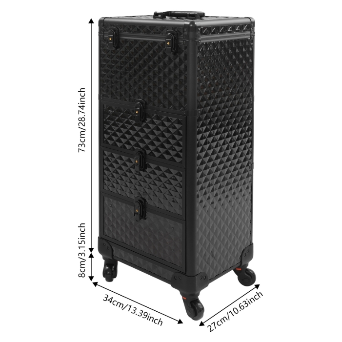Drawer-type makeup artist storage box, roller makeup box-Black Water Cube Drawer-type makeup artist storage box, roller makeup box-Black Water Cube