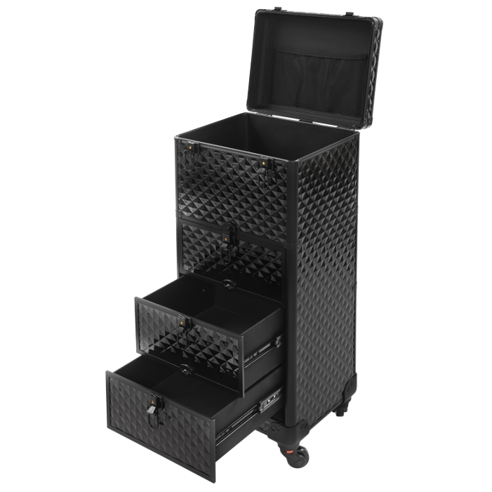 Drawer-type makeup artist storage box, roller makeup box-Black Water Cube Drawer-type makeup artist storage box, roller makeup box-Black Water Cube