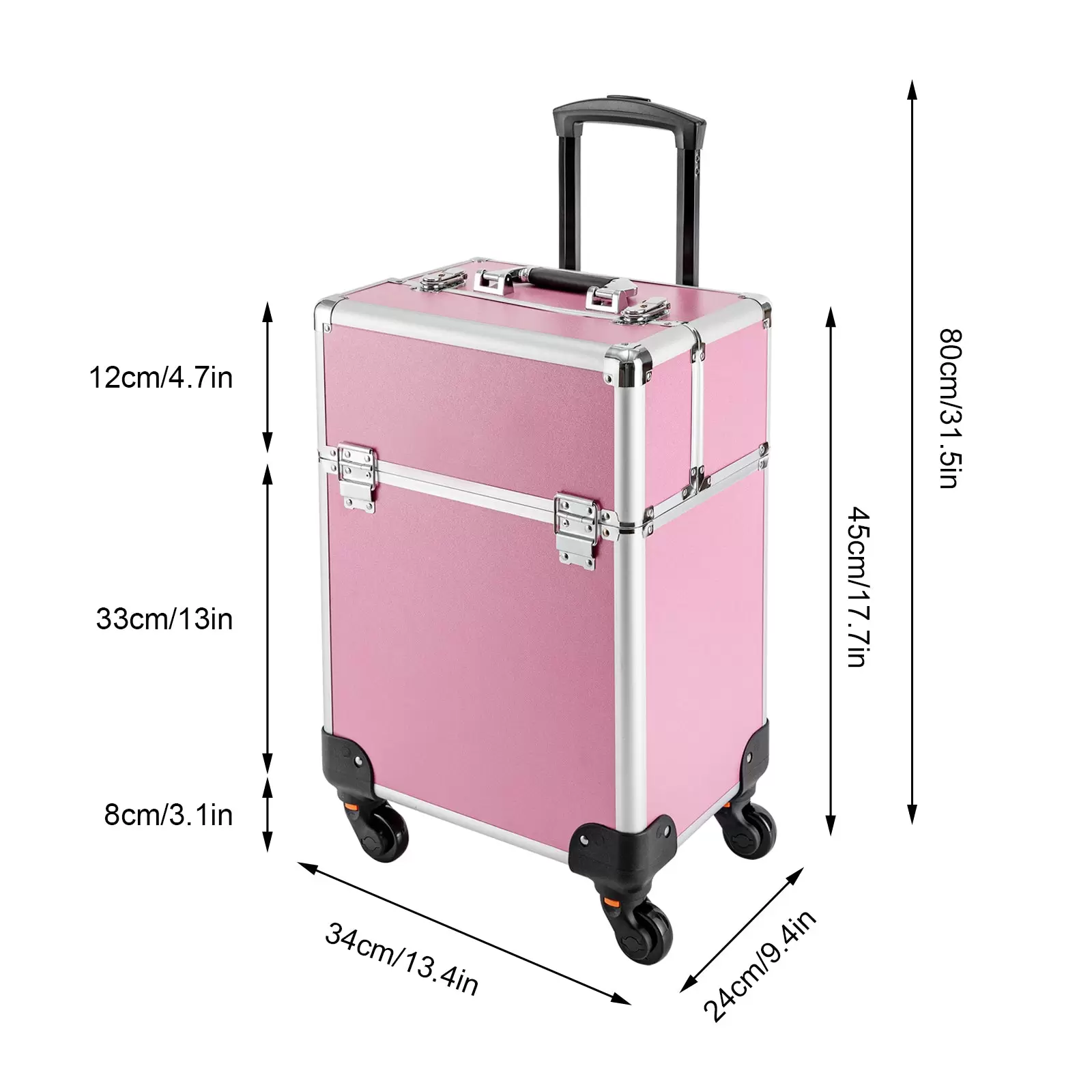 Rolling Makeup Train Case Large Cosmetic Trolley Organized Aluminum Alloy Barber Case for Hairstylist Makeup Nail Tech Salon Pink Rolling Makeup Train Case Large Cosmetic Trolley Organized Aluminum Alloy Barber Case for Hairstylist Makeup Nail Tech Salon Pink