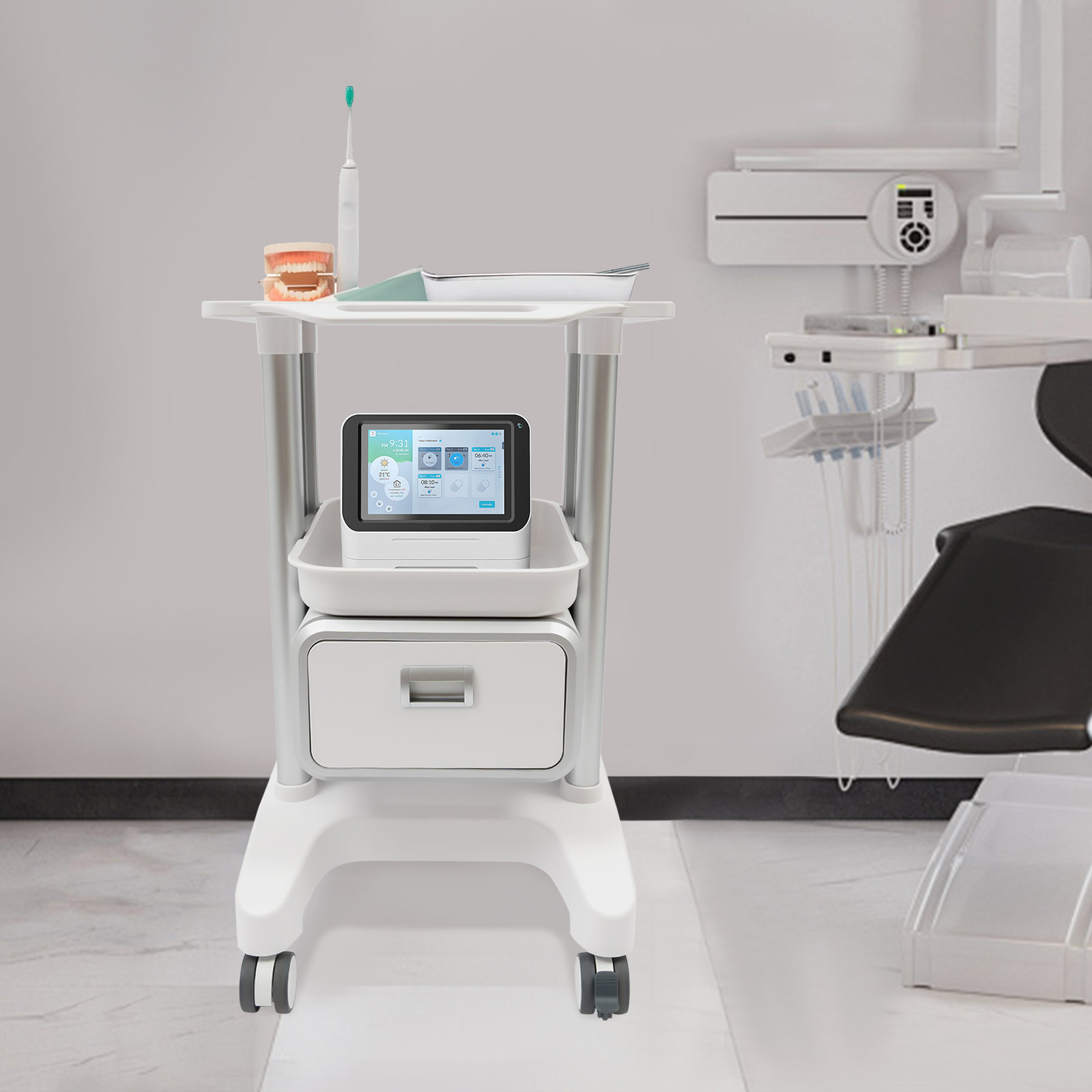 Medical Trolley with Wheels, Mobile Trolley for Cosmetic Instruments, Rolling Tool Trolley used in Hospitals, Beauty Salons Medical Trolley with Wheels, Mobile Trolley for Cosmetic Instruments, Rolling Tool Trolley used in Hospitals, Beauty Salons