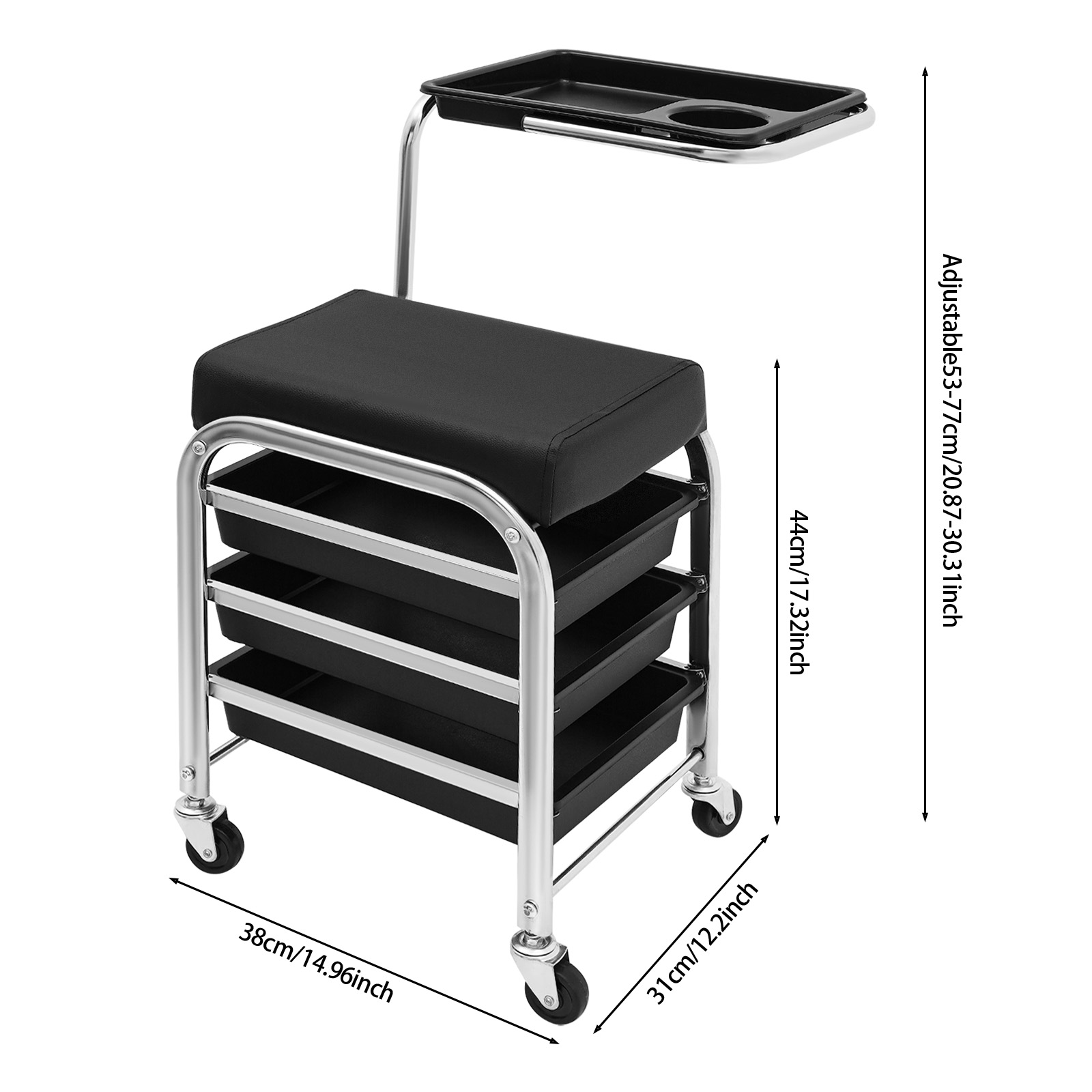 Manicure and Pedicure Tool Storage Cart, Salon Cart, Beauty Manicure Trolley - Black