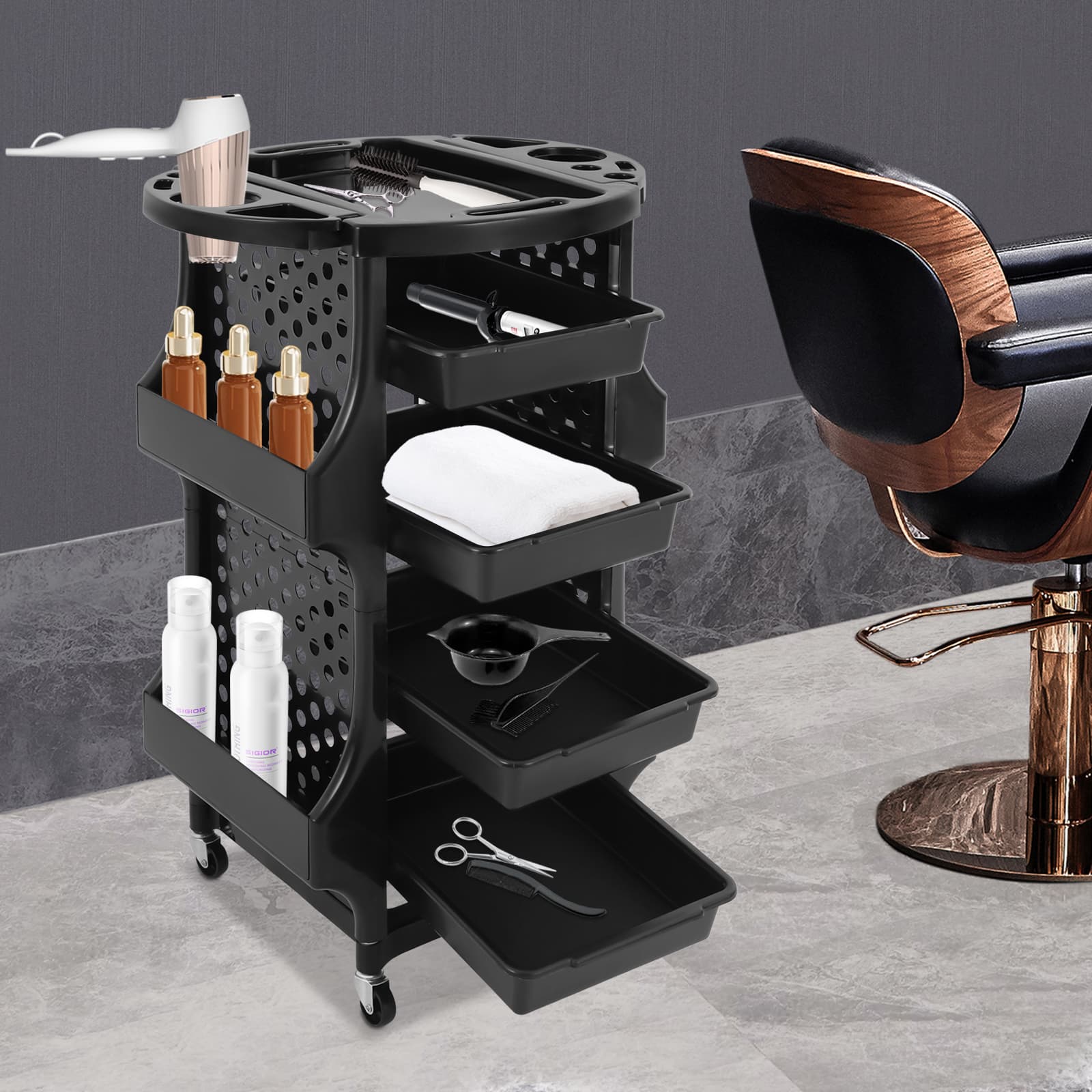 Beauty salon cart side four frames,Salon Storage Cart, Rolling Salon Cart, Mobile Storage Cart