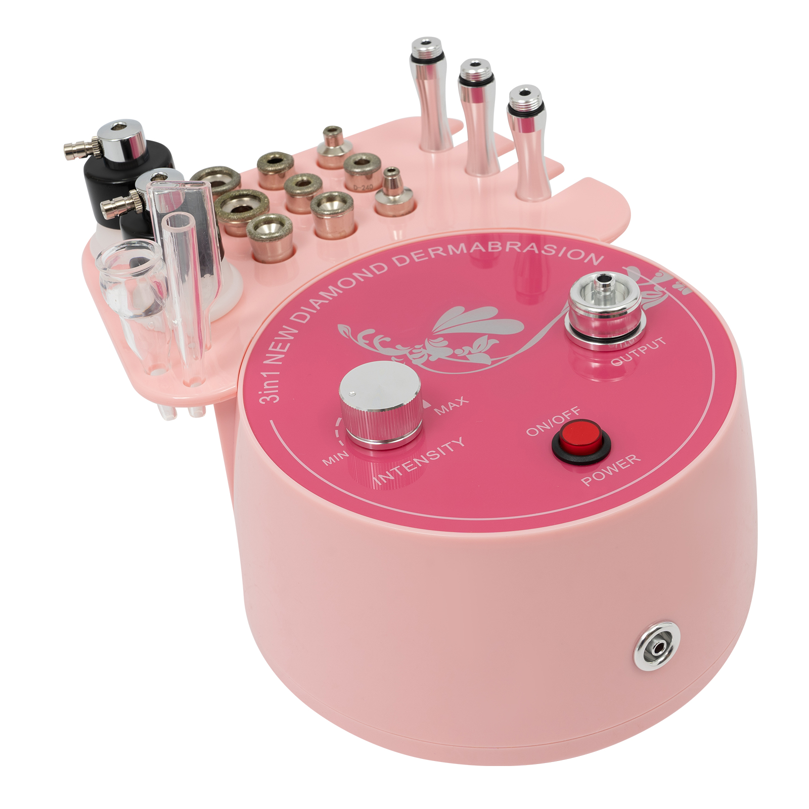 9.84*7.68*4.33in 3-in-1 Diamond Microdermabrasion Machine For Beauty Salons Health Care Centers Salons Or Home Use Pink