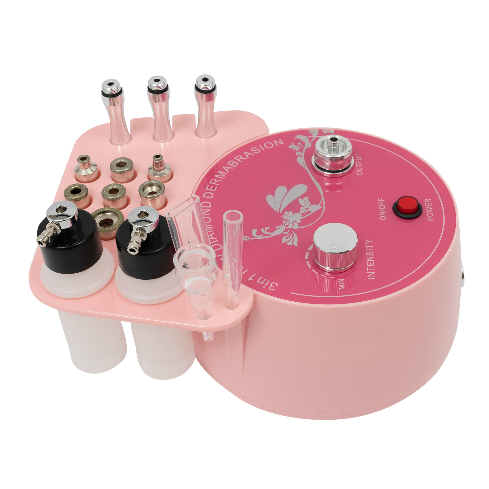 9.84*7.68*4.33in 3-in-1 Diamond Microdermabrasion Machine For Beauty Salons Health Care Centers Salons Or Home Use Pink