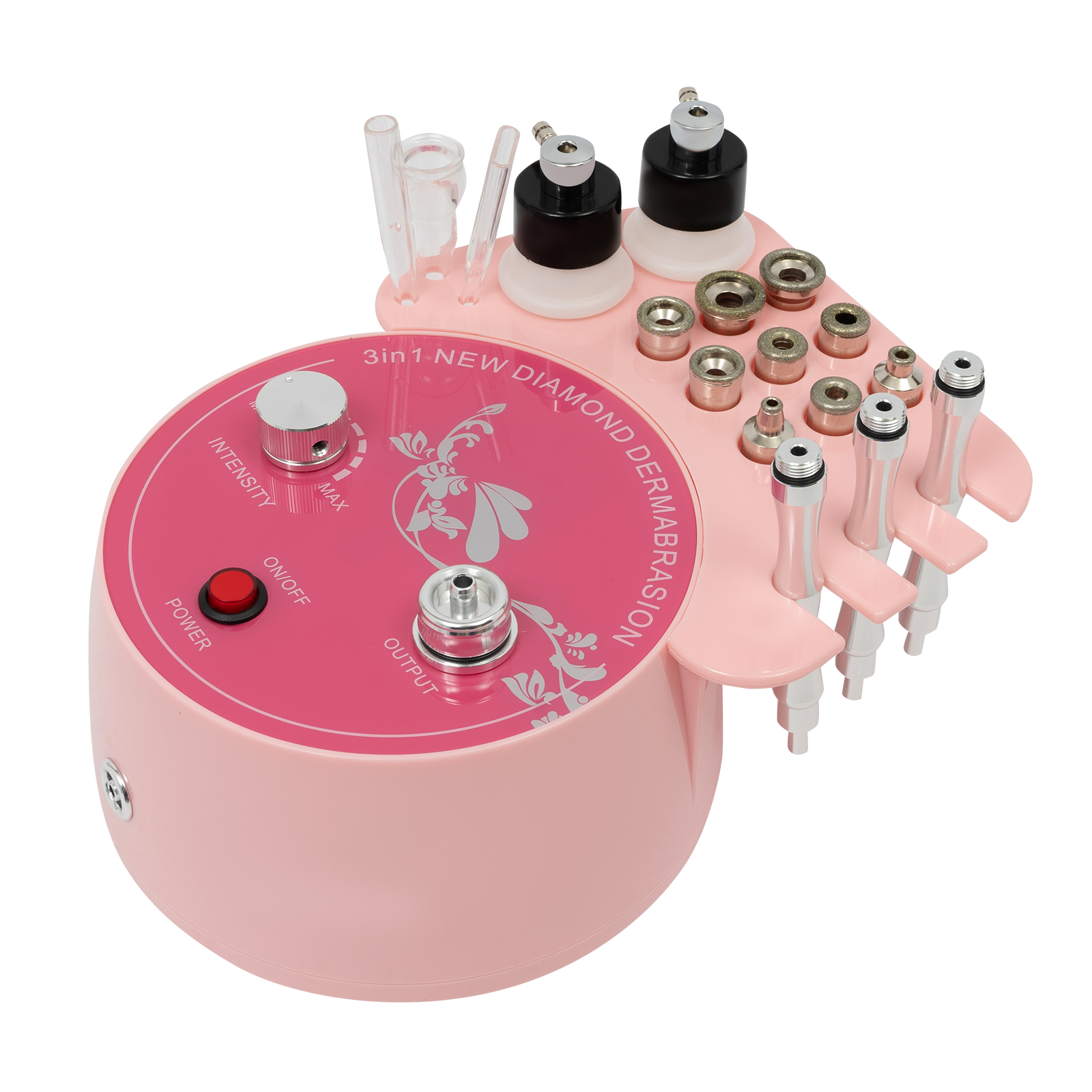 9.84*7.68*4.33in 3-in-1 Diamond Microdermabrasion Machine For Beauty Salons Health Care Centers Salons Or Home Use Pink