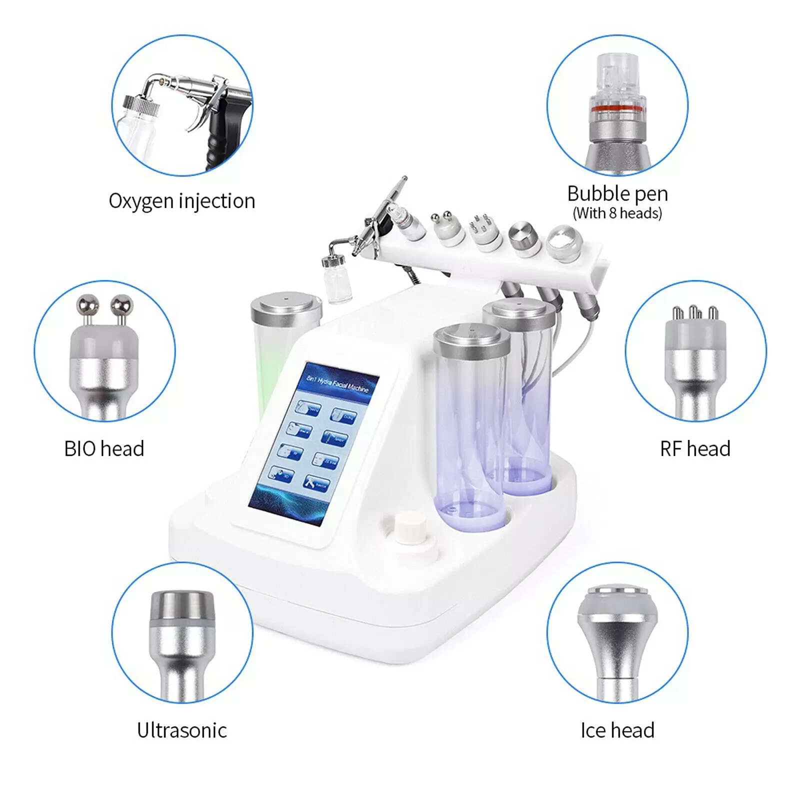 7 in 1 Dermabrasion Device Beauty Machine Deep Cleansing  Bio RF Dermabrasion Moisturizer Face with Bio-micro Electrotherapy Handle
