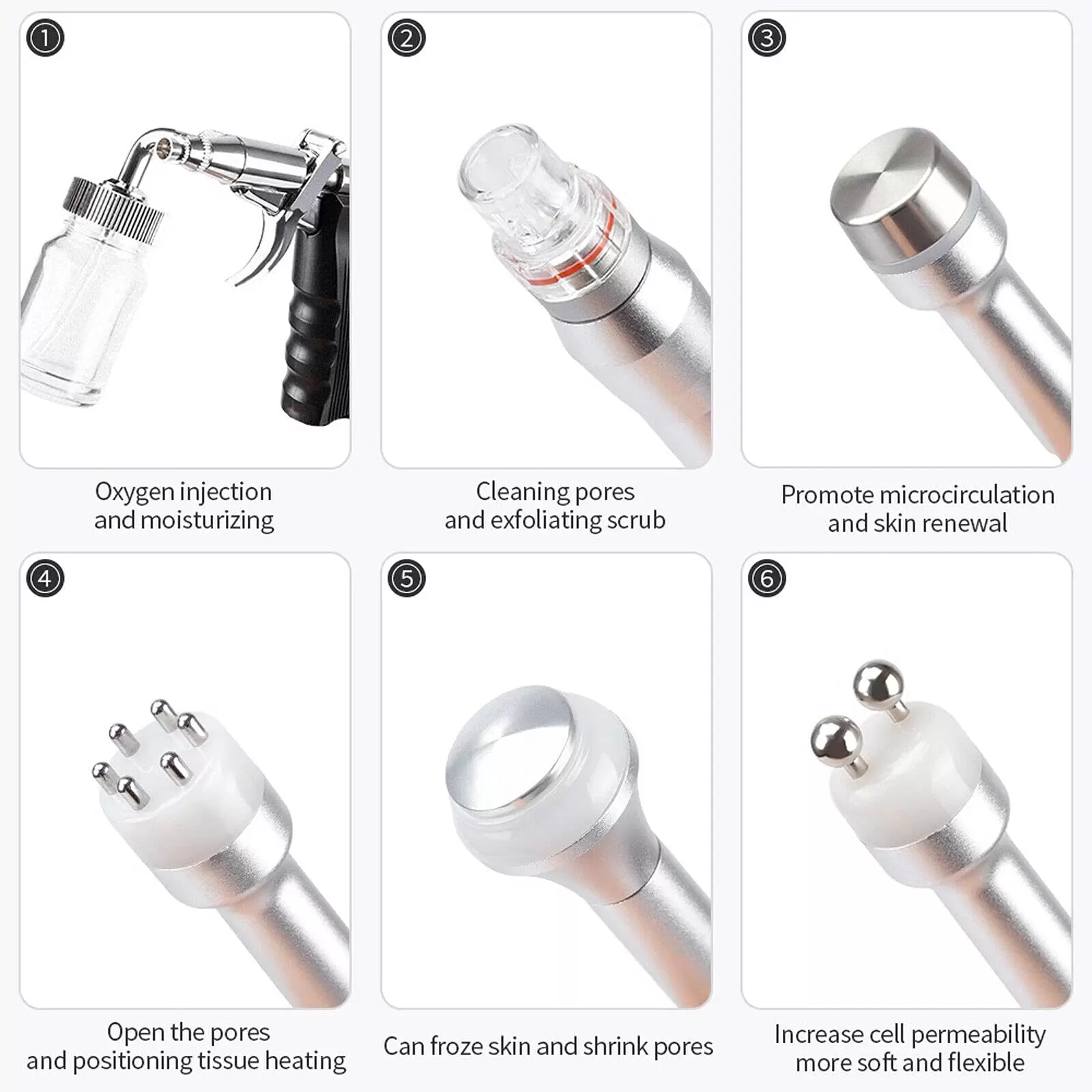 7 in 1 Dermabrasion Device Beauty Machine Deep Cleansing  Bio RF Dermabrasion Moisturizer Face with Bio-micro Electrotherapy Handle