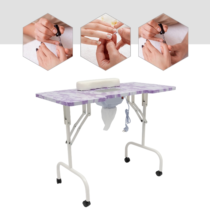 Purple Stone Pattern Square Manicure Table with Vacuum Cleaner PVC Material Pure Copper Brushless Motor For Home Study Barber Store Purple Purple Stone Pattern Square Manicure Table with Vacuum Cleaner PVC Material Pure Copper Brushless Motor For Home Study Barber Store Purple