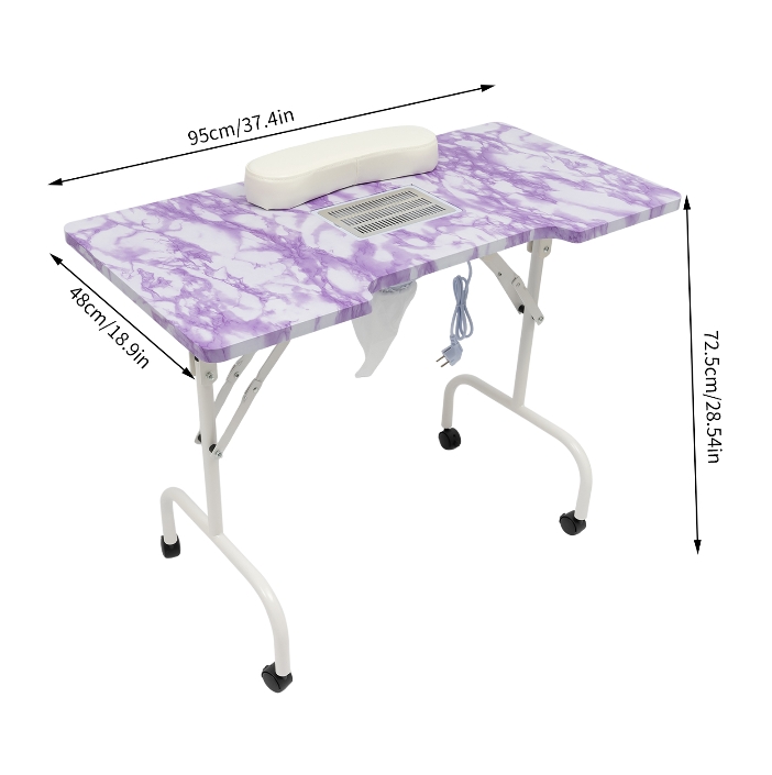 Purple Stone Pattern Square Manicure Table with Vacuum Cleaner PVC Material Pure Copper Brushless Motor For Home Study Barber Store Purple Purple Stone Pattern Square Manicure Table with Vacuum Cleaner PVC Material Pure Copper Brushless Motor For Home Study Barber Store Purple