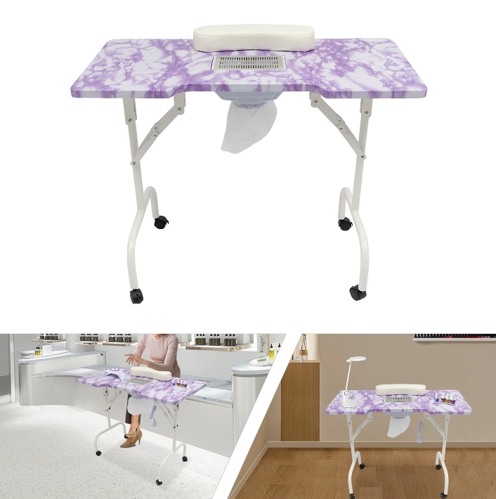 Purple Stone Pattern Square Manicure Table with Vacuum Cleaner PVC Material Pure Copper Brushless Motor For Home Study Barber Store Purple Purple Stone Pattern Square Manicure Table with Vacuum Cleaner PVC Material Pure Copper Brushless Motor For Home Study Barber Store Purple