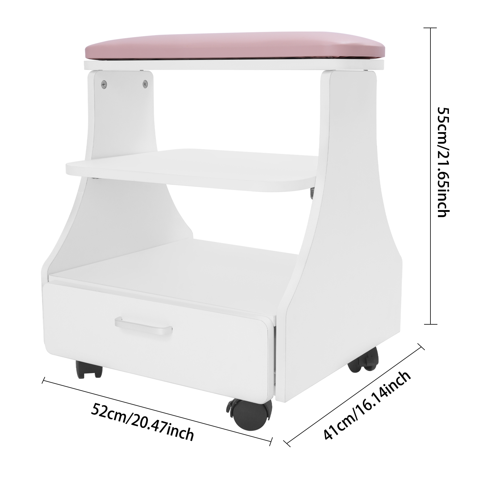 Portable Esthetician Trolley Cart, Salon Nail Foot Trolley Cart, Manicure Pedicure Cart - Pink