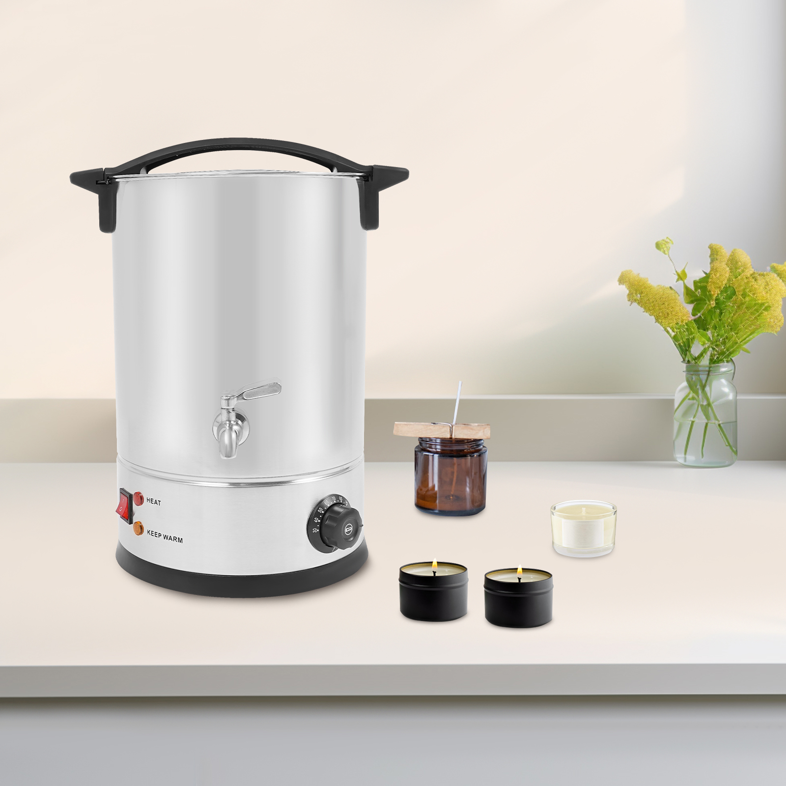 12L Wax Melter, Large Wax Melter, Electric Wax Melt Kit can be Used to Melt such as Soy Wax, Paraffin Wax, Beeswax - Silver 12L Wax Melter, Large Wax Melter, Electric Wax Melt Kit can be Used to Melt such as Soy Wax, Paraffin Wax, Beeswax - Silver