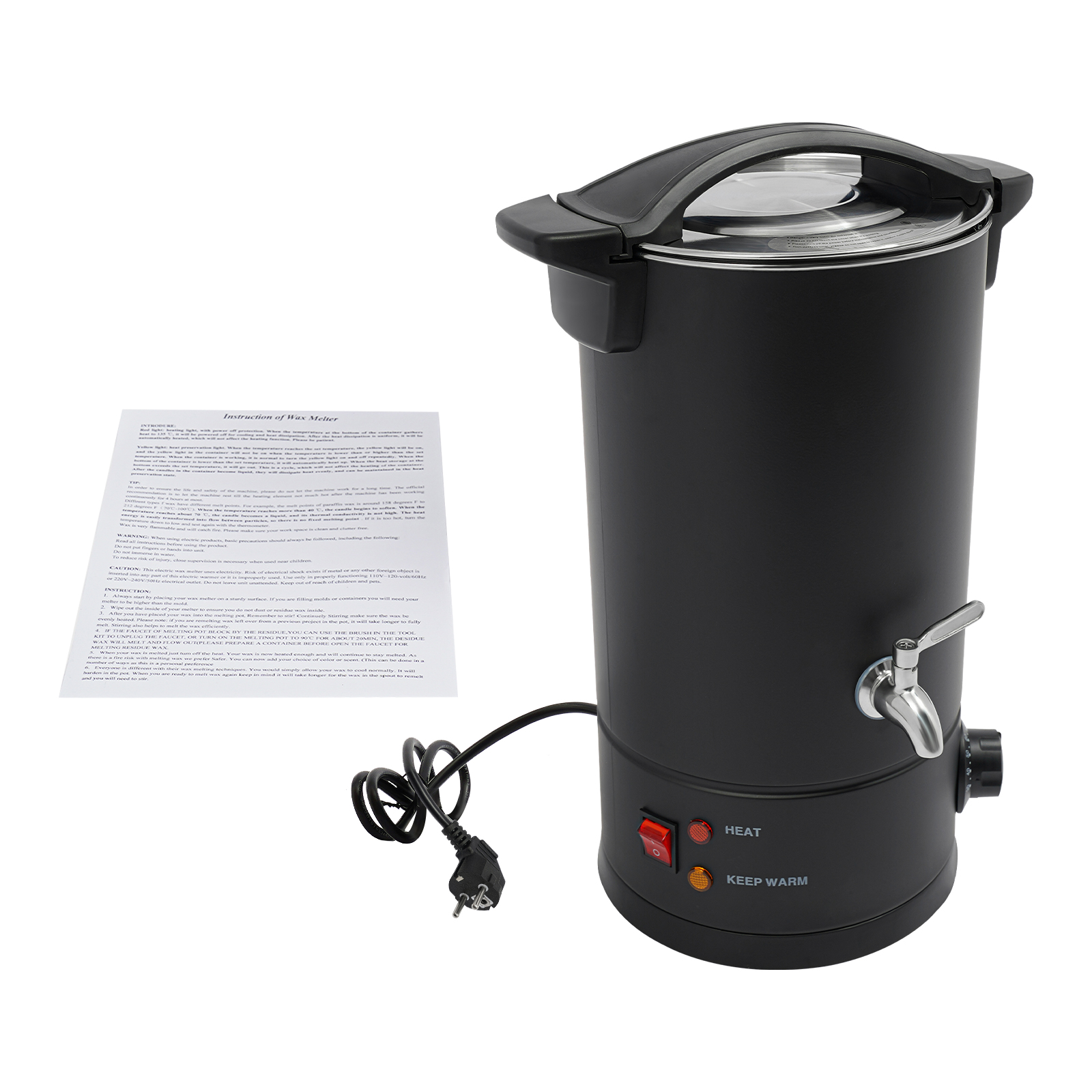 10L Wax Melter, Large Wax Melter, Electric Wax Melt Kit can be Used to Melt such as Soy Wax, Paraffin Wax, Beeswax - Black