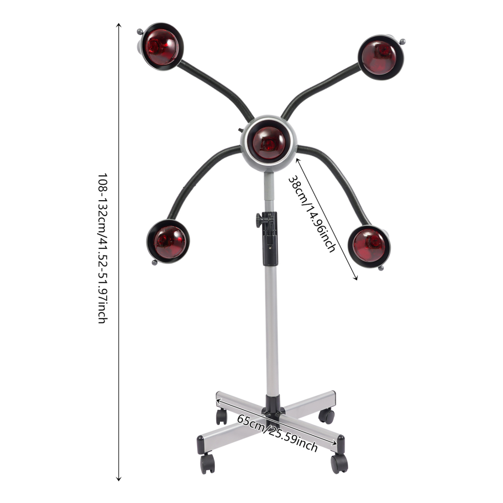 5-Head Infrared Heat Lamp, Height Adjustable Styling Heater, Salon Heat Lamp