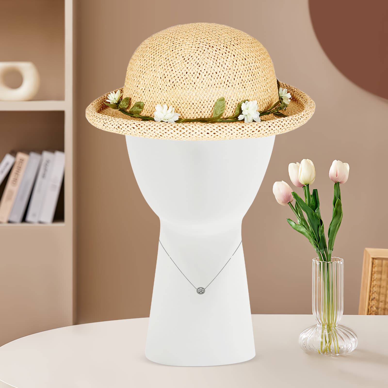 Short display head model head circumference 56cm-white, hat wig display stand, simulation head display stand, mannequin head stand