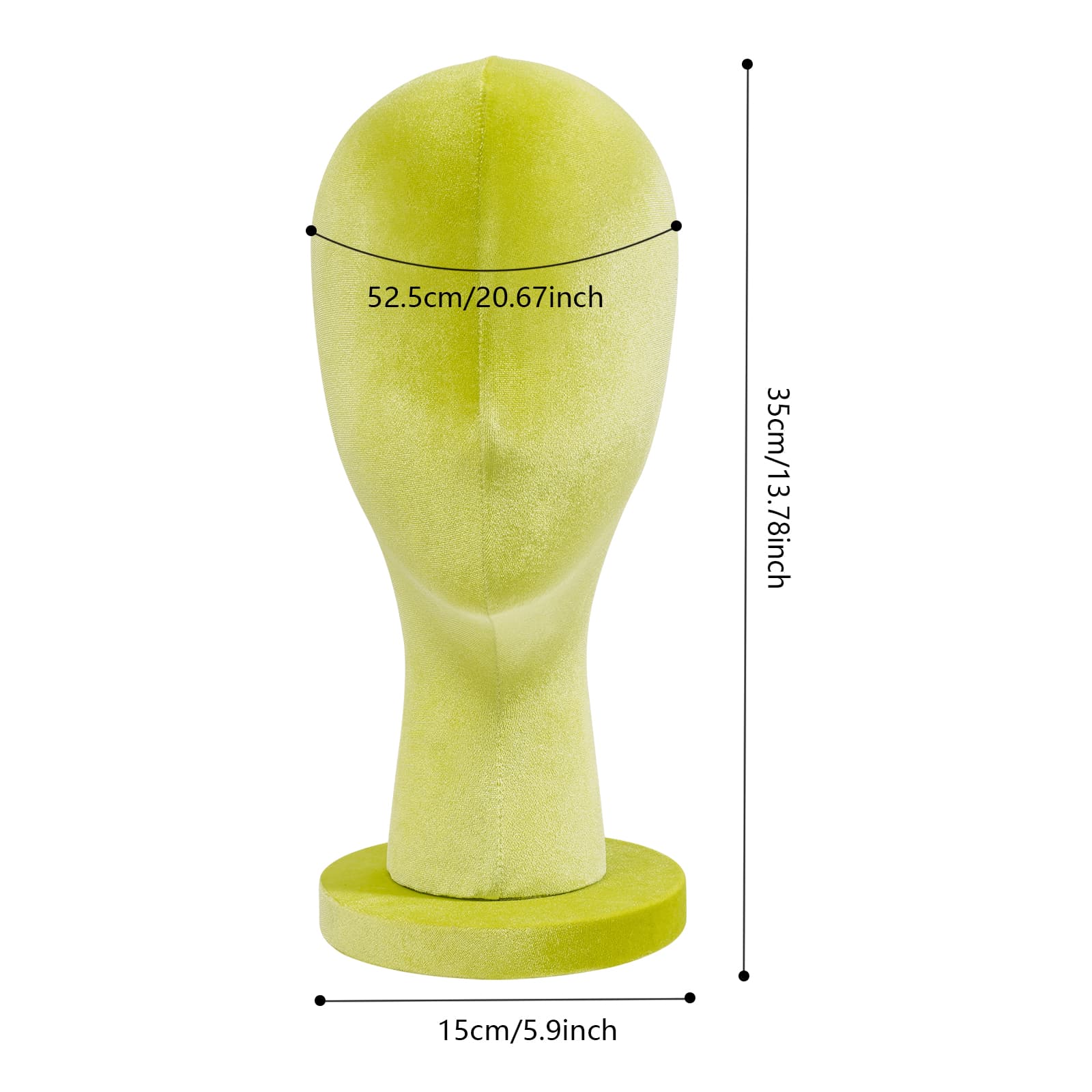 Velvet round base display head model short style - fluorescent green, female mannequin head, mannequin head, used to display wigs, hats Velvet round base display head model short style - fluorescent green, female mannequin head, mannequin head, used to display wigs, hats