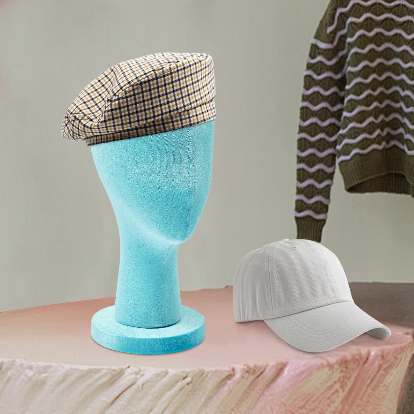 Velvet round base display head short style, female mannequin head, mannequin head Velvet round base display head short style, female mannequin head, mannequin head