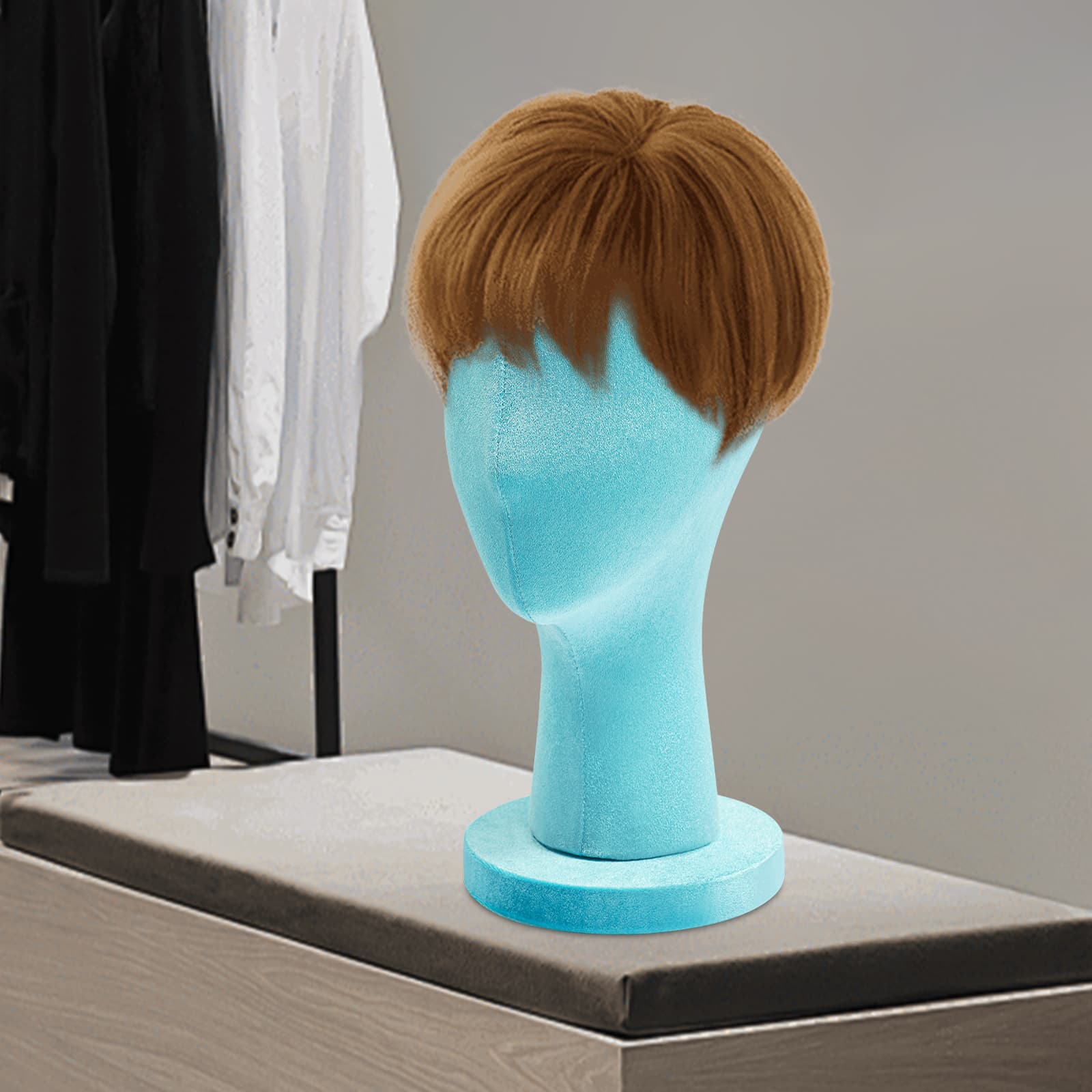 Velvet round base display head short style, female mannequin head, mannequin head Velvet round base display head short style, female mannequin head, mannequin head