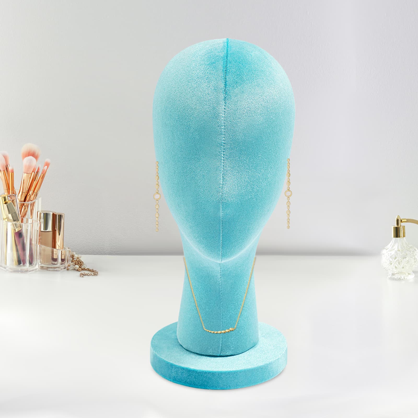 Velvet round base display head short style, female mannequin head, mannequin head Velvet round base display head short style, female mannequin head, mannequin head