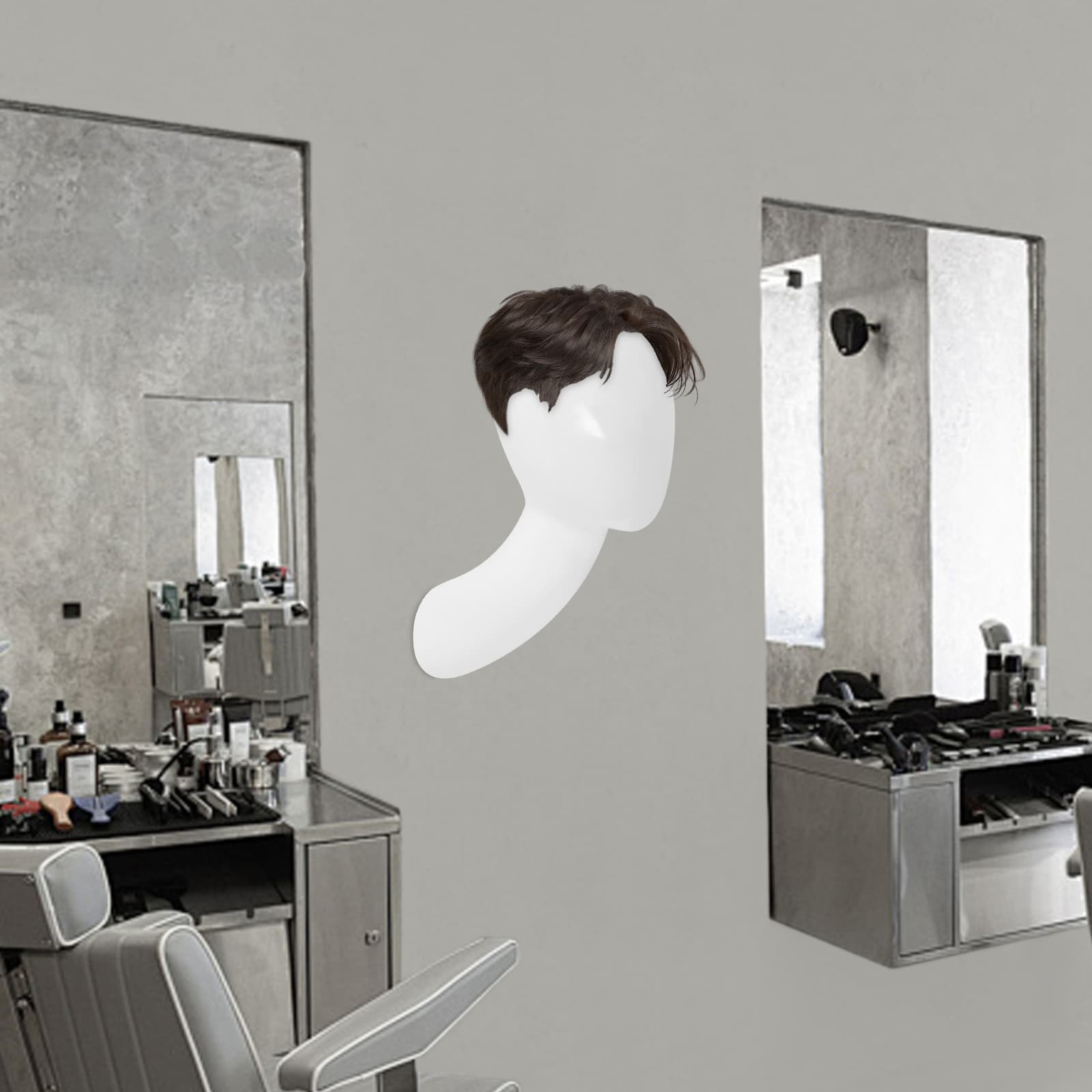 Wall-mounted display head model head circumference 52cm height 42cm-gloss white, wall-mounted mannequin head, mannequin head