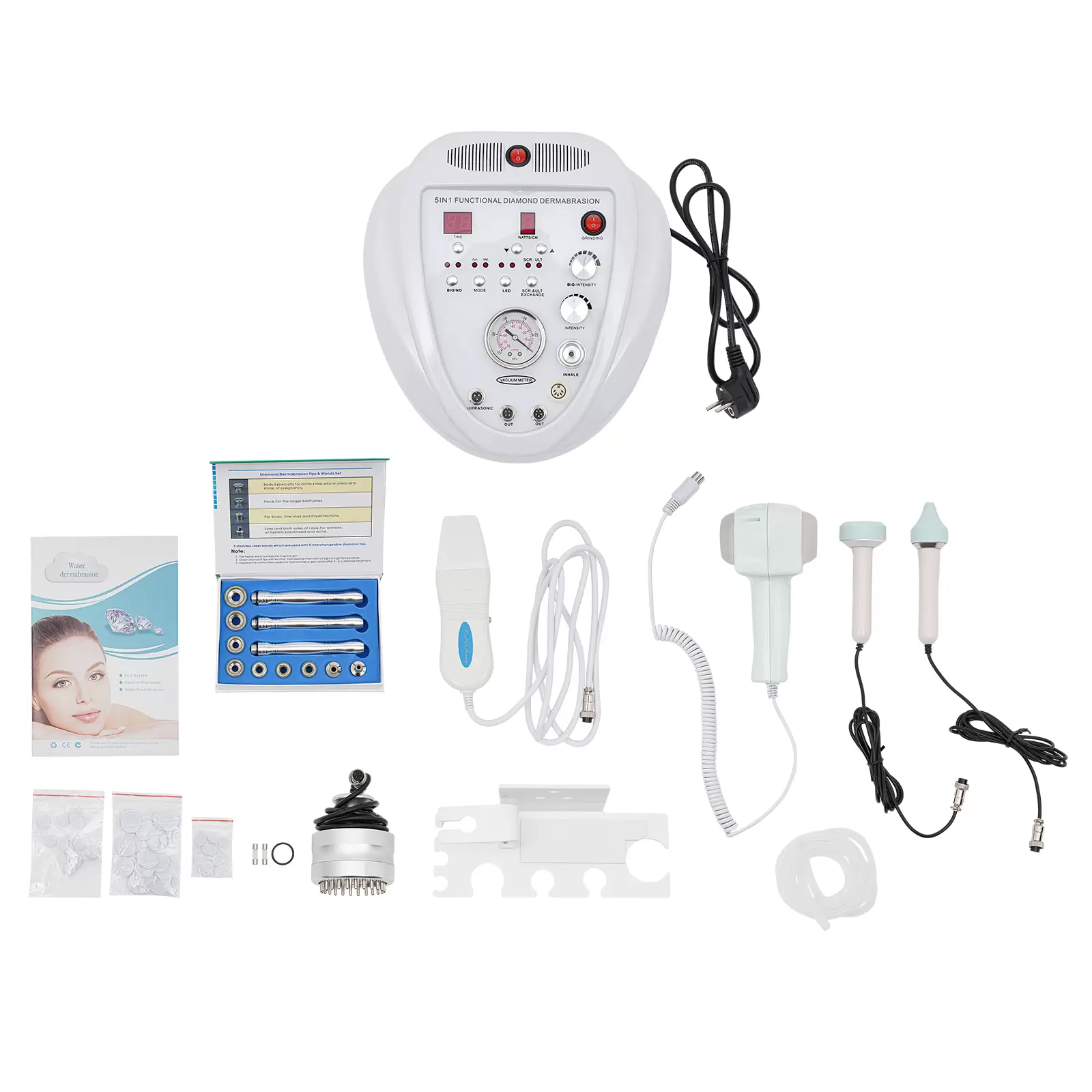 5 in 1 Spa Use Diamond Peeling and Water Jet Beauty Aqua Facial Hydro Beauty Equipment Diamond Micro Dermal Grinding Machine for Home Spa Salon