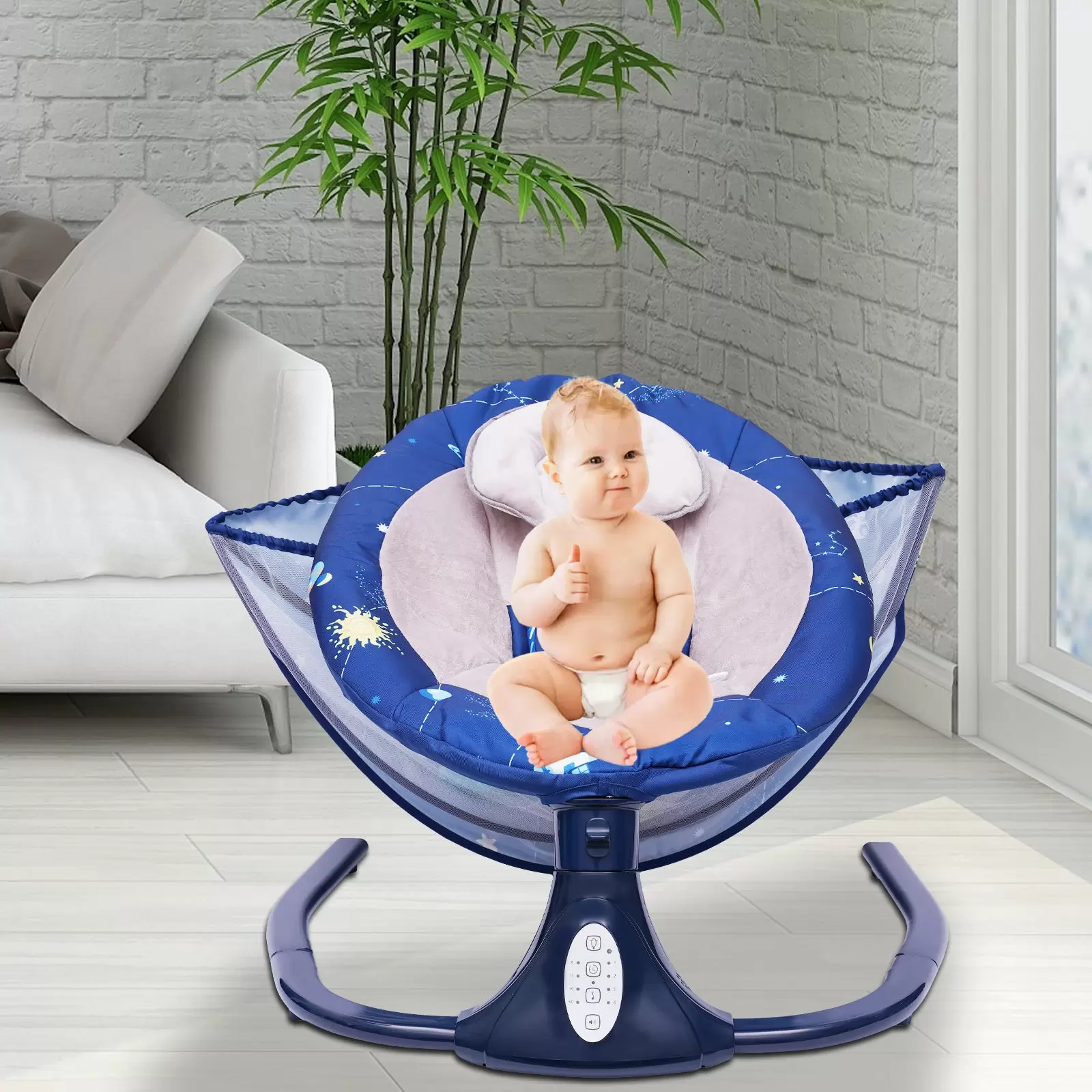 Baby Rocking Chair with Removable Net, Toy, Three-Point Safety Belt, Music, Bluetooth and USB Baby Rocking Chair with Removable Net, Toy, Three-Point Safety Belt, Music, Bluetooth and USB