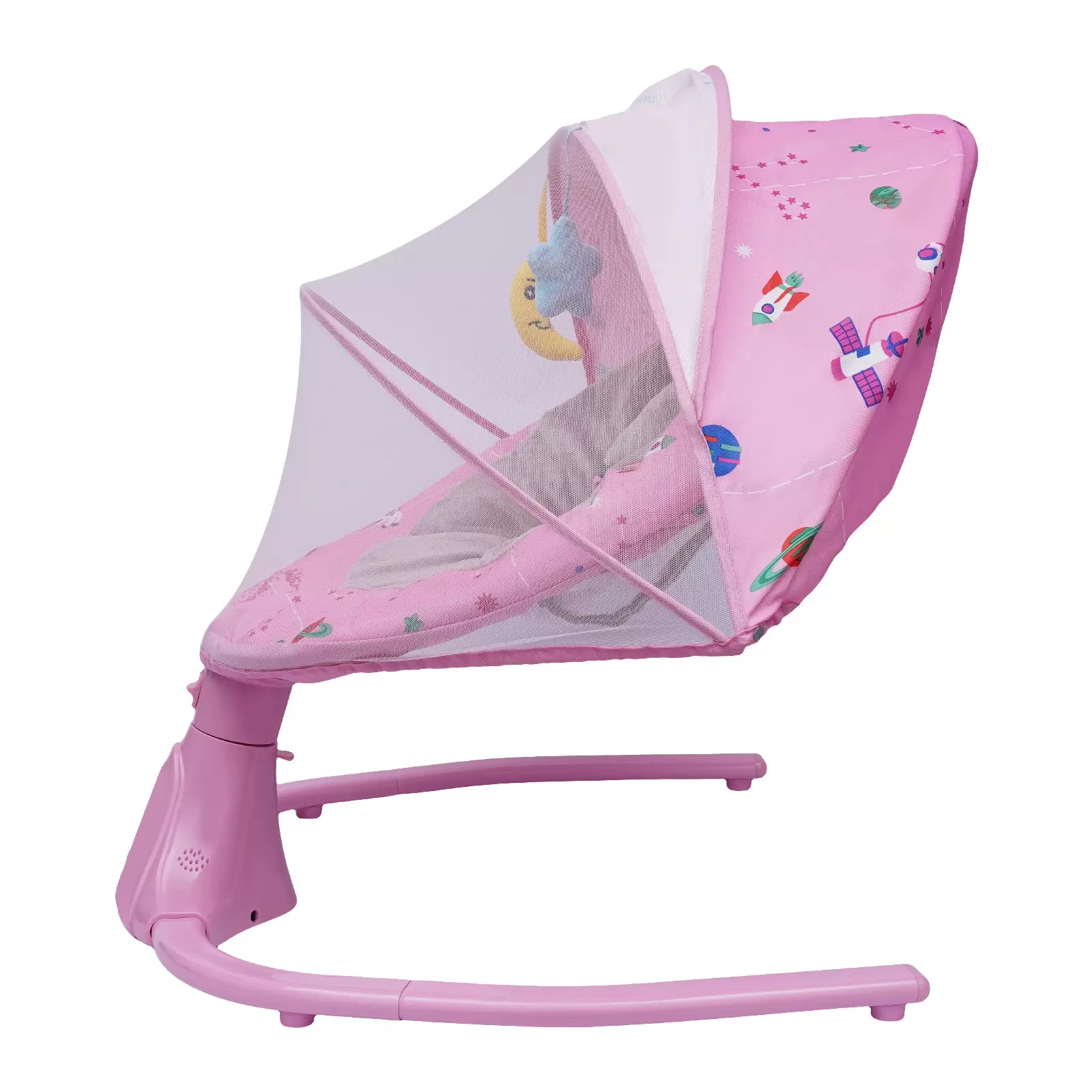 Baby Rocking Chair with Removable Net, Toy, Three-Point Safety Belt, Music, Bluetooth and USB, Electric Cradle Baby Rocking Chair with Removable Net, Toy, Three-Point Safety Belt, Music, Bluetooth and USB, Electric Cradle